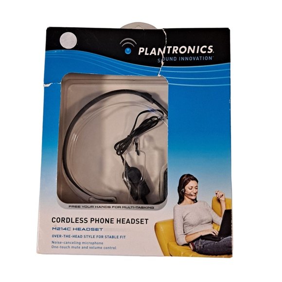 Plantronics M214C Cordless Phone Headset Over the Head Noise Cancelling Mic OPEN - Picture 1 of 6
